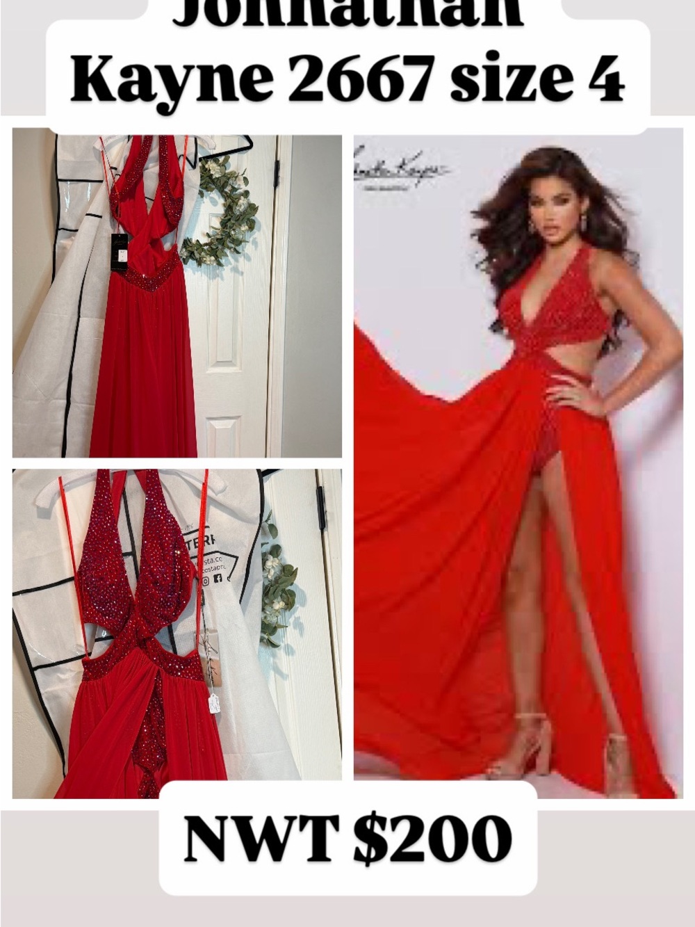 Johnathan Kayne Red Beaded Halter Pageant Fun Fashion
